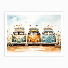 Playful Rides Dreamy Watercolor Adventures 1 Art Print