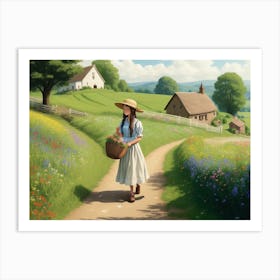 Girl In A Field Art Print