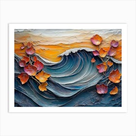 3d Relief Art with Painting of A Colorful 3d Wave Oil Painting 1 Art Print