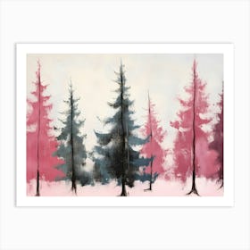 Pink Pine Trees Art Print