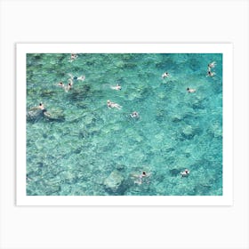 People Swimming In Turquoise Clear Water Art Print