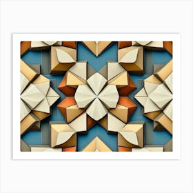 Seamless Relief Sculpture Designation Retro Pattern Polygon Geometry Cross Kaleidoscope 1 Art Print