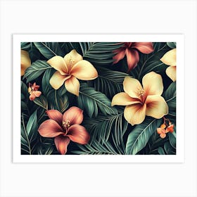 Tropical Floral Pattern Art Print