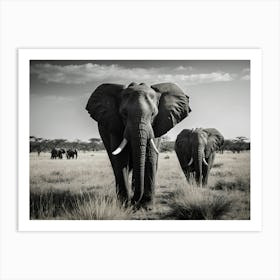 Elephants In The Savannah Art Print