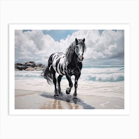 A Horse Oil Painting In Eagle Beach, Aruba, Landscape 3 Art Print