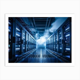 Advanced Data Center Basking In Cool White Light Rows Of High Performance Energy Efficient Servers (3) Art Print