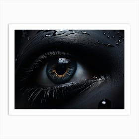 Tear Glistening On The Edge Of A Delicately Curved Eyelid Caught Amidst A Backdrop Of Varying Shade 2 Art Print