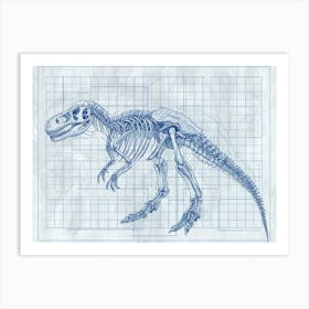 Maiasaura Skeleton Hand Drawn Blueprint 3 Art Print