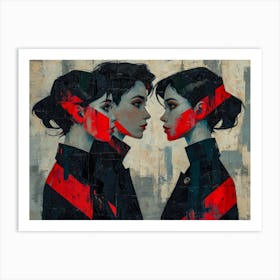 Abstract Woman Faces In Geometric Harmony 13 Art Print