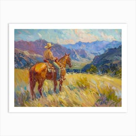 Cowboy In Rocky Mountains 3 Art Print