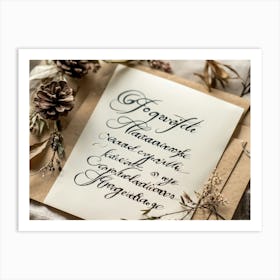 Detailed View Of An Elegant Handwritten Thanksgiving Note Etched In A Cursive Calligraphic Font Poster