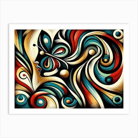 Rich Dynamic Abstract with Butterfly I Art Print