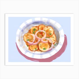 A Plate Of Calamari, Top View Food Illustration, Landscape 2 Art Print