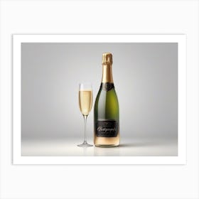 Champagne Bottle And Glass Art Print