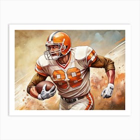 American Football Player Running With Ball 2 Art Print