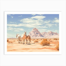 Horses Painting In Namib Desert, Namibia, Landscape 3 Art Print