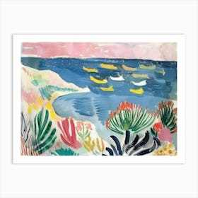 Colourful Seaside Vista Painting Inspired By Paul Cezanne Art Print