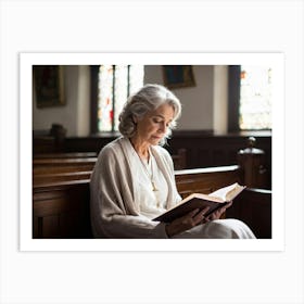 An Adult Woman Likely Of An Elderly Age Dressed In A Worn But Warm White Cardigan Engaging In A S (4) Art Print