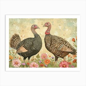 Floral Animal Illustration Turkey 1 Art Print