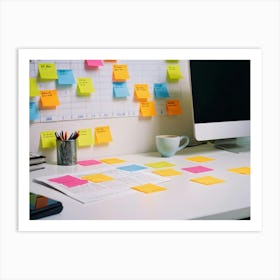 Calendar Brimming With Multicolored Post It Notes Varying Sizes Each Inscribed With Urgent Reminde (2) Art Print