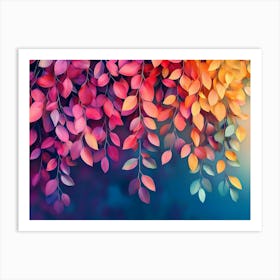 Elegant Colorful with Vibrant Flower Hanging Branches Illustration Art Print