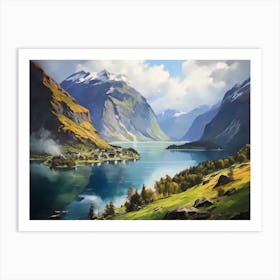 Serene Fjordside Village Art Print