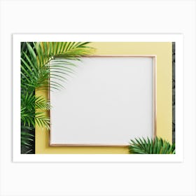 Blank Frame On Yellow Wall Art Print