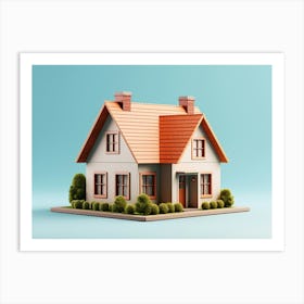 House On A Blue Background 1 Art Print