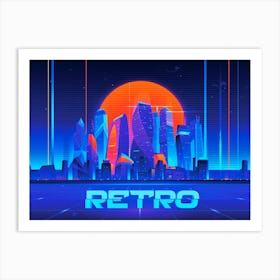 Synthwave Neon City - Retro Art Print