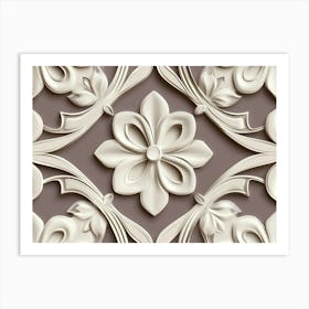 Seamless Relief Sculpture Designation Retro Pattern Geometry Cross Frame Line Art Print