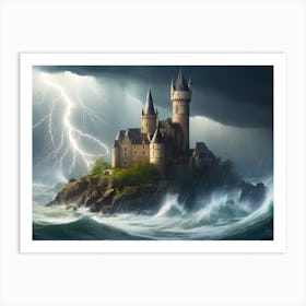 Castle In A Stormy Sea Art Print