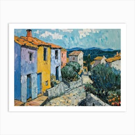 Blue Rustic Charm Painting Inspired By Paul Cezanne Art Print