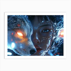 Wolf And Girl Art Print