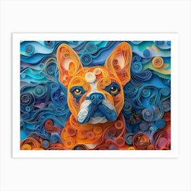 French Bulldog Paper Quilling Dog Portrait IV Art Print