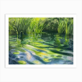 Pond With Reeds Art Print