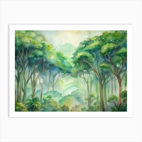 Watercolor Of A Tropical Forest Art Print