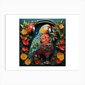 Parrot With A Glass Of Wine Art Print