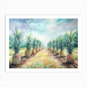 2 Pineapples Growing On The Plantation (1) Art Print