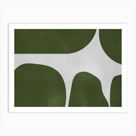 Abstract Shapes Olive Mid-century Artwork Art Print