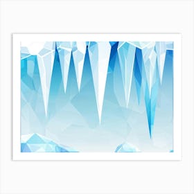 Abstract Polygonal Icicles Pattern Geometric Shapes Resembling Ice Cast In Various Shades Of White (7) Art Print