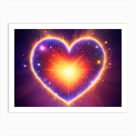 A Colorful Glowing Heart On A Dark Background Horizontal Composition 75 Art Print