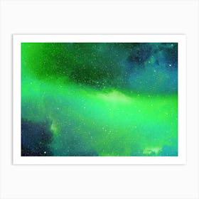 Luminescent space #4 - space neon art, Aurora Borealis Art Print