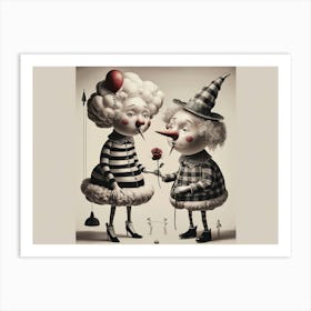 Clowns And Roses Art Print