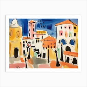 Padua Italy Cute Watercolour Illustration 4 Art Print