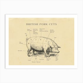 British Pork Cuts Butcher Cuts Chart Art Print