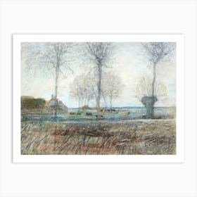 Farm Setting, Three Tall Trees In The Foreground, Piet Mondrian Art Print