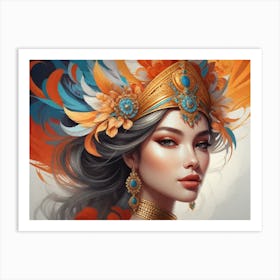 Portrait with feathers Art Print