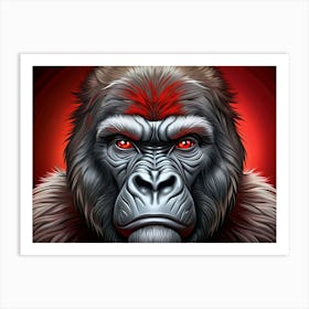 Portrait Of A Gorilla With Red Eyes And Fur Art Print