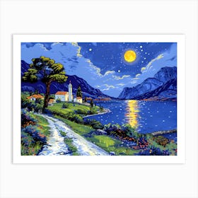 Moonlight At The Lake Art Print