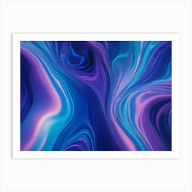 Abstract Swirling Image With Flowing Lines And Textures In Shades Of Deep Blue, Purple, And Pink, Creating A Dynamic And Fluid Movement Art Print